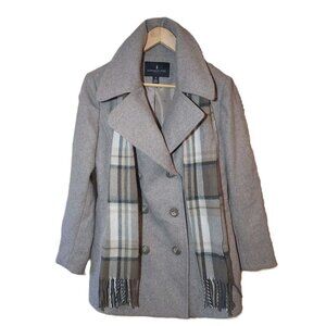 London Fog Wool-blend Jacket Women's Medium, Beige, Plaid Scarf Warm Winter Fall